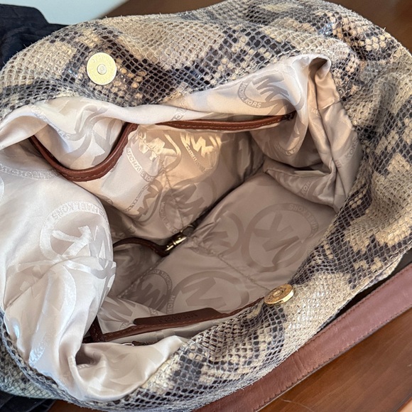 Michael Kors Tan Snake Print Hobo Bag - Picture 6 of 7